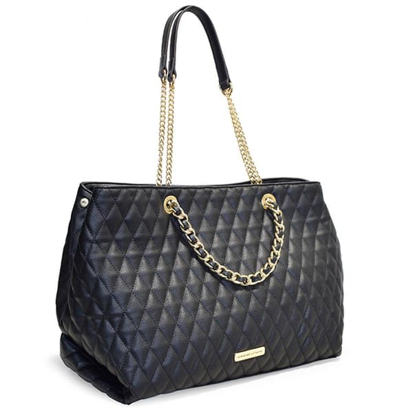 Adrienne Vittadini Triple Compartment Chain Handle Quilt Tote - image 