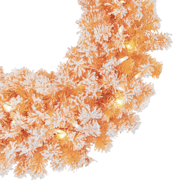 Northlight 24in. Pre-Lit Flocked Orange Pine Christmas Wreath