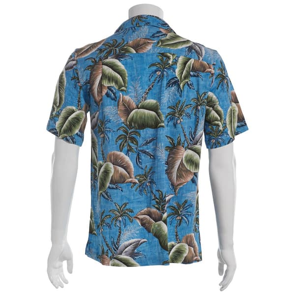 Mens Campia Short Sleeve Rayon/Spandex Button Down Shirt - Aqua