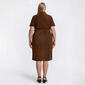 Plus Size Vivid Aura Short Sleeve Corduroy Belted Sheath Dress - image 2