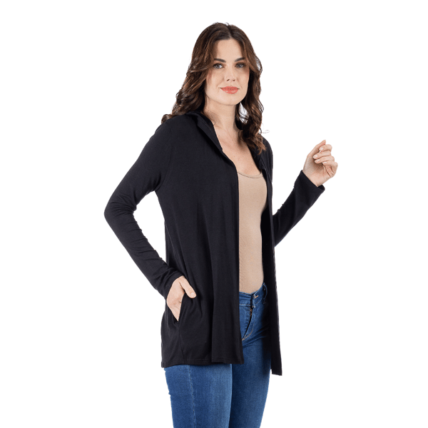 Womens 24/7 Comfort Apparel Lightweight Hooded Cardigan
