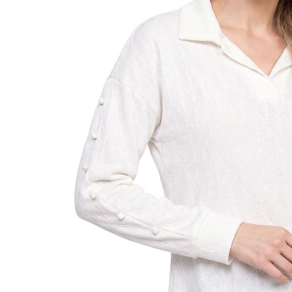 Womens NY Collection Long Sleeve Spread Collar Solid Sweater