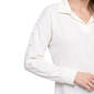 Womens NY Collection Long Sleeve Spread Collar Solid Sweater - image 4