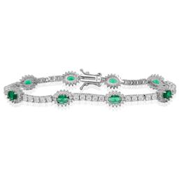 Gianni Argento Silver Plated Lab Grown Emerald Lady Di Bracelet