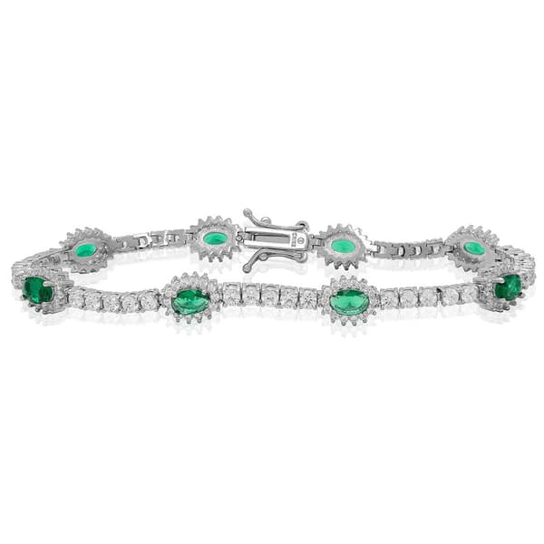 Gianni Argento Silver Plated Lab Grown Emerald Lady Di Bracelet - image 