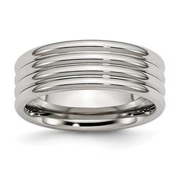 Mens Gentlemen's Classics(tm) Stainless Steel Grooved Wedding Band