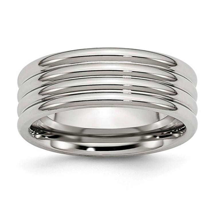 Mens Gentlemen's Classics(tm) Stainless Steel Grooved Wedding Band