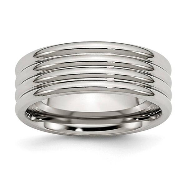 Mens Gentlemen's Classics&#40;tm&#41; Stainless Steel Grooved Wedding Band - image 
