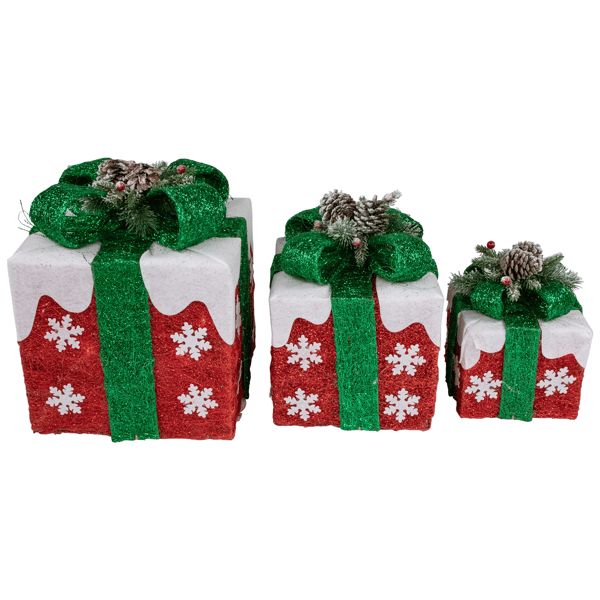 Northlight 3pc. Lighted Snowflakes Gift Boxes Christmas Décor - image 