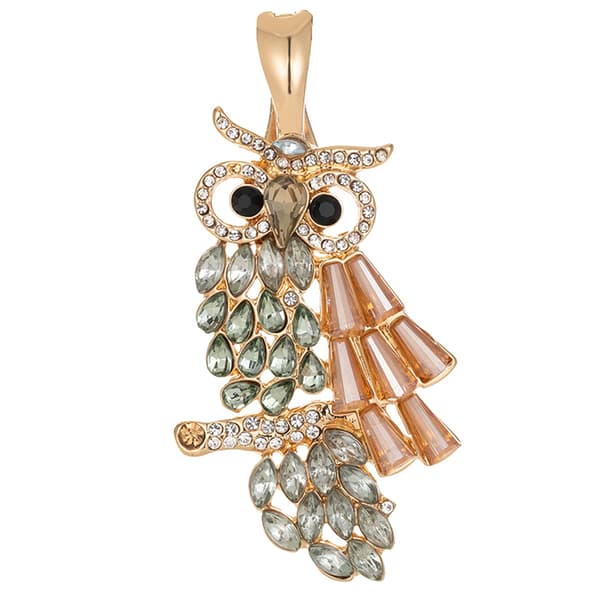 Wearable Art Gold-Tone Crystal Owl Enhancer - image 