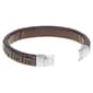 Mens Lynx Stainless Steel Brown & Black Leather Bracelet - image 3