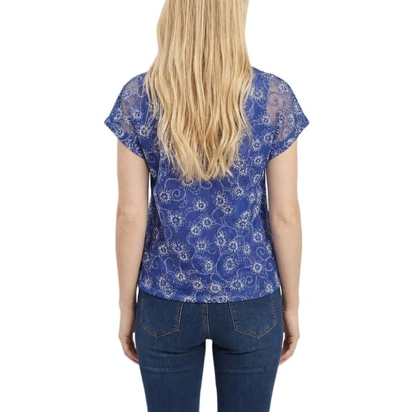 Womens NY Collection Short Sleeve Floral Vine Blouse