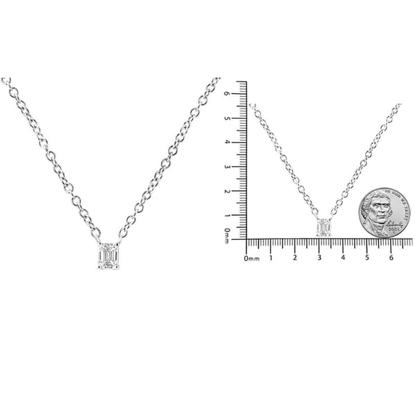 Haus of Brilliance White Gold Emerald Shape Diamond Pendant
