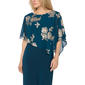 Petite MSK Solid Evening Gown with Foil Floral Overlay - image 4