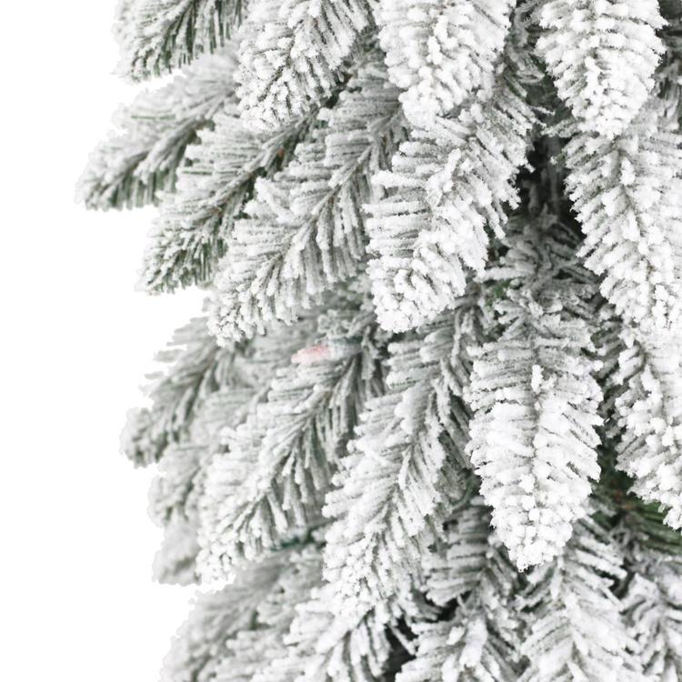 Puleo International 7ft. Pre-Lit Flocked Pencil Christmas Tree