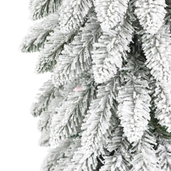 Puleo International 7ft. Pre-Lit Flocked Pencil Christmas Tree
