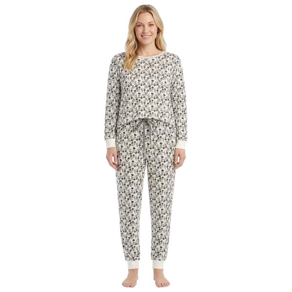Womens Poppy & Clay Long Sleeve Floral Pointelle Pajama Set