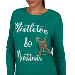 Womens Ruby Rd. Happy Holidays Mistletoe & Martinis Sweater