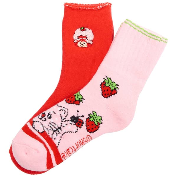 Girls Strawberry Shortcake Crew Roll Cuff Socks - image 