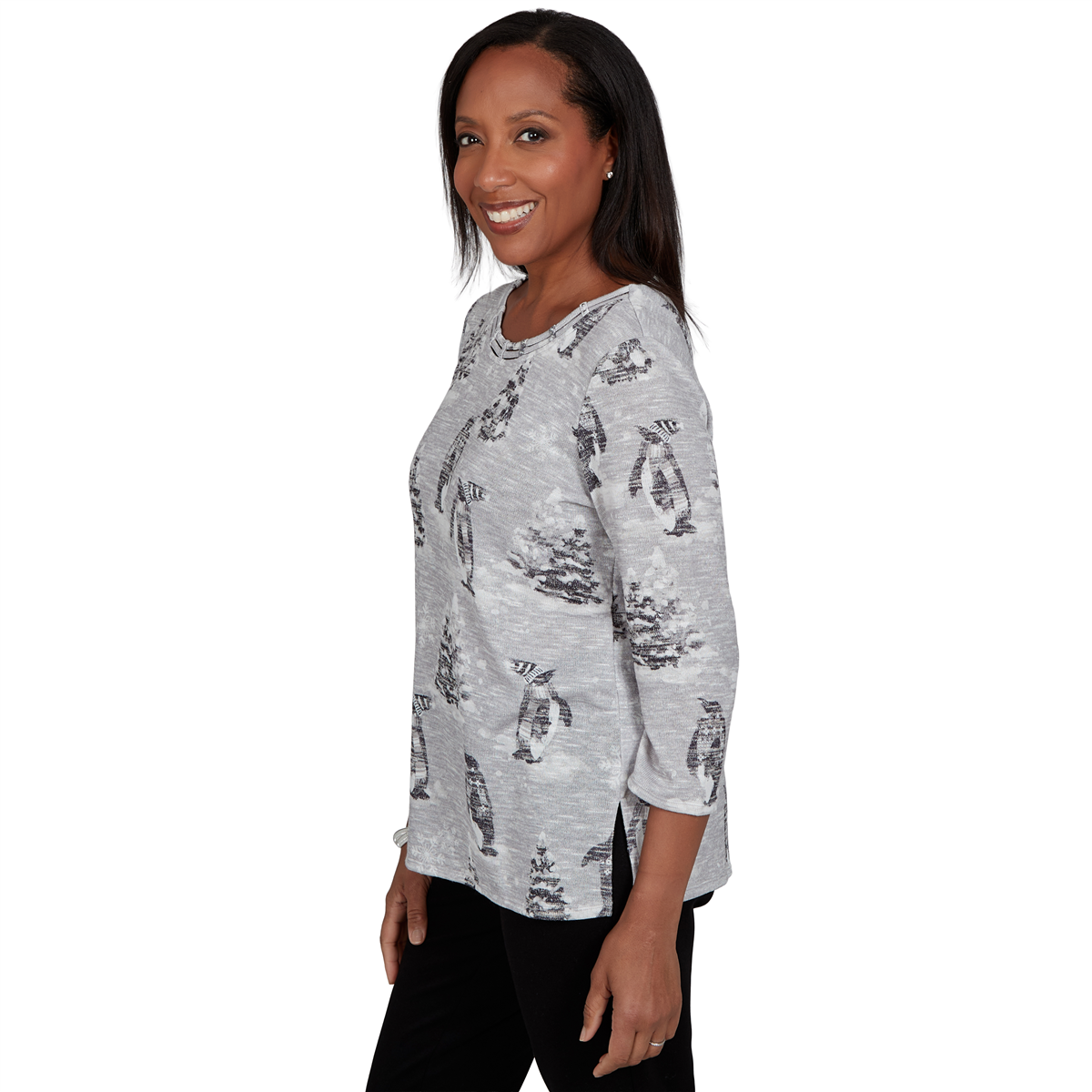Petite Alfred Dunner Classics Penguins and Trees Blouse