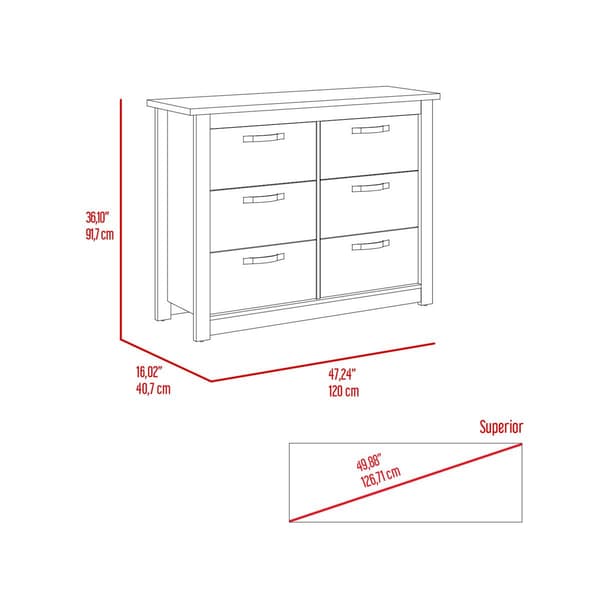 FM FURNITURE Westport 6 Drawer Double Dresser