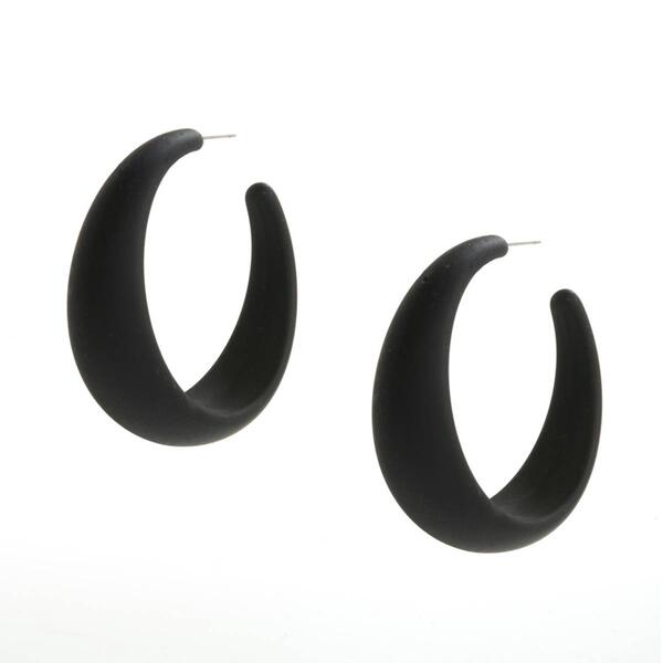 Ashley Cooper&#40;tm&#41; Jet Silicone Coated Wide Tapered Hoop Earrings - image 