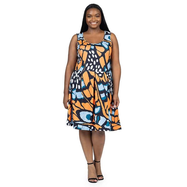 Plus Size 24/7 Comfort Apparel Butterfly Fit & Flare Dress