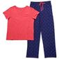 Womens Nautica Solid Tee & Dot Anchors Pants Pajama Set - image 1