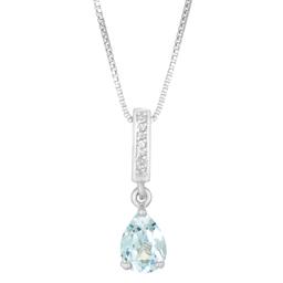 Gemminded 7x5mm Pear Shape Aquamarine & White Topaz Pendant