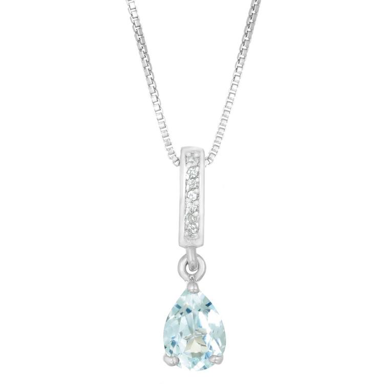 Gemminded 7x5mm Pear Shape Aquamarine & White Topaz Pendant