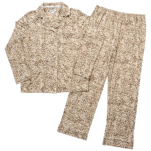 Womens Nicole Miller Studio Long Sleeve Animal Pajama Set - image 