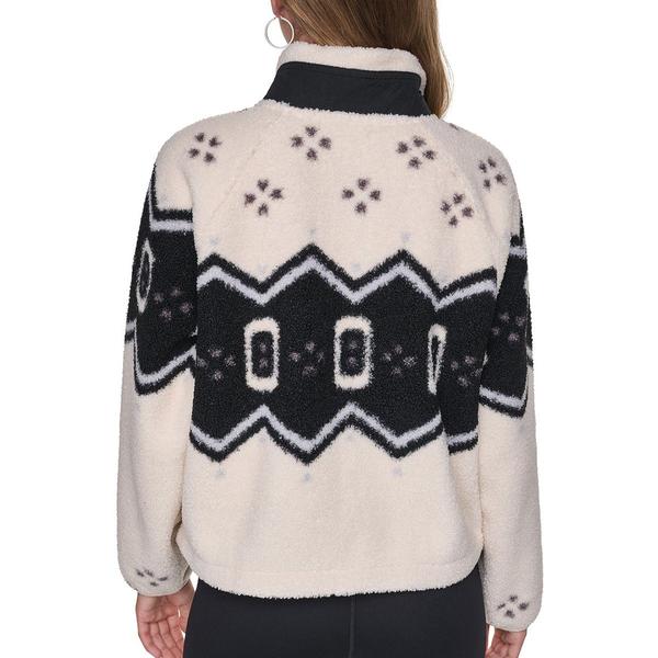 Womens DKNY Sport Geometric Mock Neck Sherpa Jacket