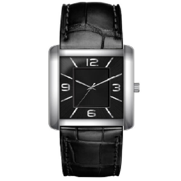 Mens Silver-Tone Black Dial Watch - 3054S-07-G02 - image 