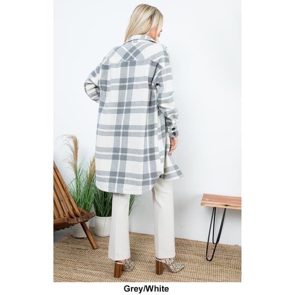 Womens Jade & Ivory Long Plaid Shacket