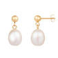 Splendid Pearls 14kt. Gold Dangling Drop-Shaped Pearl Earrings - image 1