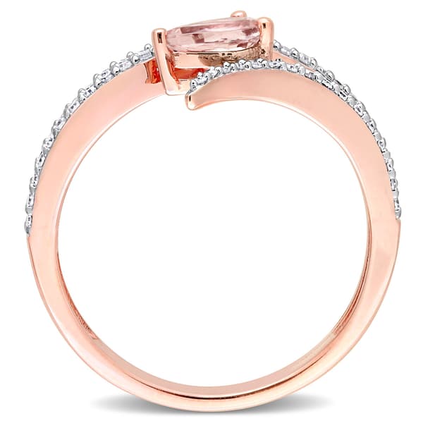 Gemstones Classics™ 10kt. Rose Gold Morganite & Diamond Wrap Ring