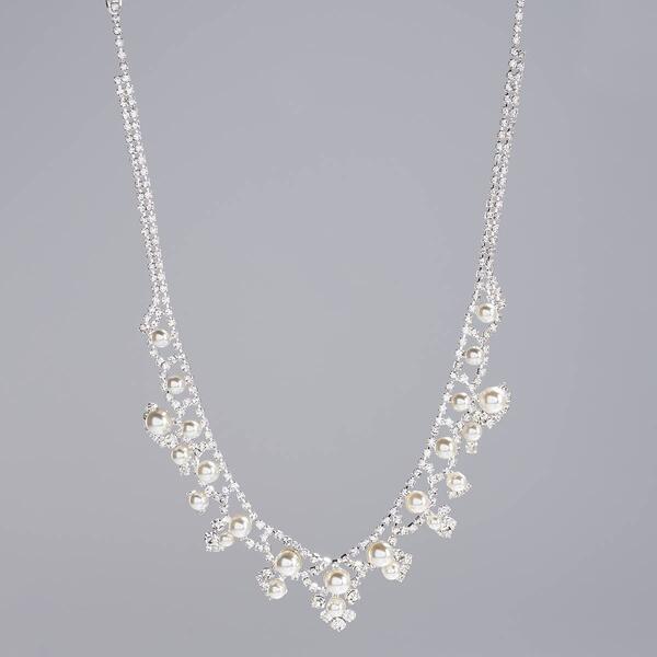 Rosa Rhinestones Pearl Accented Statement Necklace - image 
