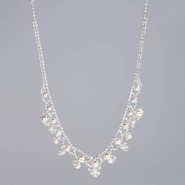 Rosa Rhinestones Pearl Accented Statement Necklace - image 