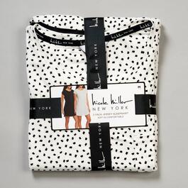 Womens Nicole Miller 2pk. Folded Solid & Dots Nightshirts