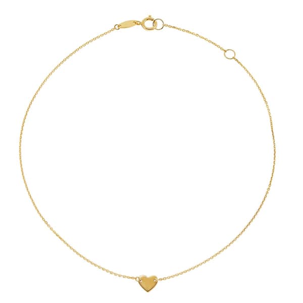 Gold Classics&#8482; 14kt. Yellow Gold Heart  on Twist Chain Anklet