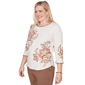 Womens Alfred Dunner Spice Market Floral Embroidery Blouse - image 2