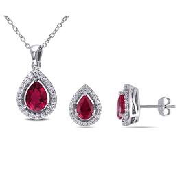 Gemstone Classics&#40;tm&#41; 4 7/8ctw. Created Ruby Teardrop Necklace Set