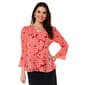 Plus Size Floral & Ivory 3/4 Sleeve Ruffle Gingham Star Blouse - image 1