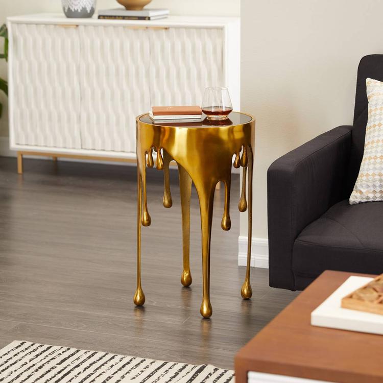 9th & Pike® Gold Aluminum Contemporary Accent Table