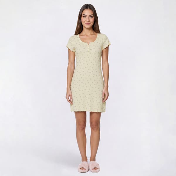 Womens Laura Ashley(R) Rose Buds Lettuce Edge Henley Nightshirt - image 