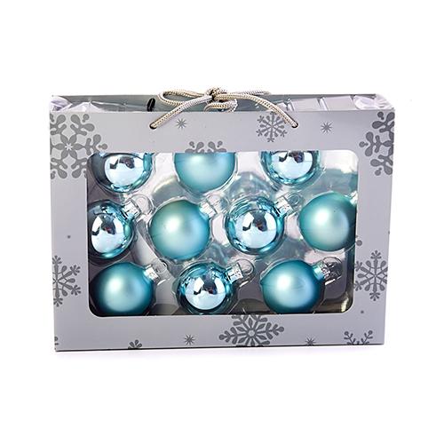 10ct. 1.7in. Solid Glass Ball Ornament - Pale Blue - image 