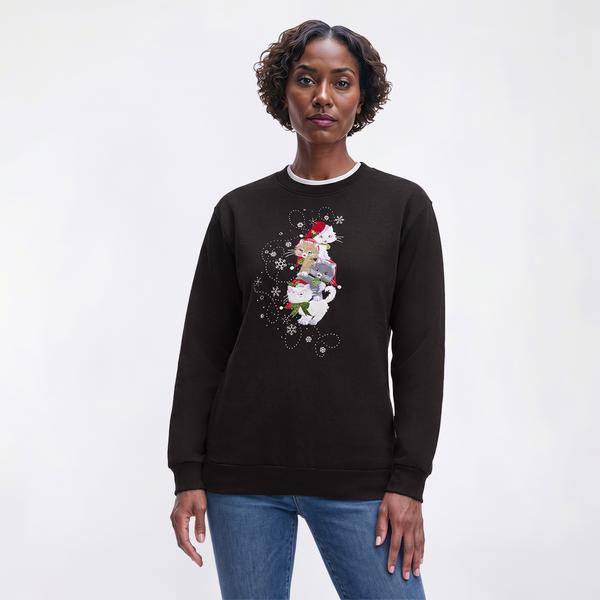 Womens Top Stitch by Morning Sun Kitty Climb Fleece Sweatshirt - image 