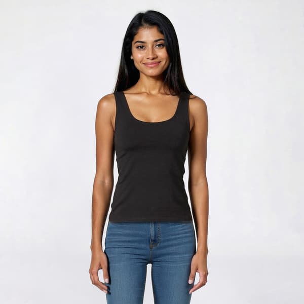 Juniors Pink Rose Double Layer Scoop Neck Tank Top