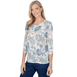 Womens Alfred Dunner Ann Arbor 3/4 Sleeve Floral Blouse