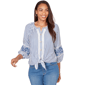 Womens Ruby Rd. French Riviera Seersucker Tie Front Blouse - image 1
